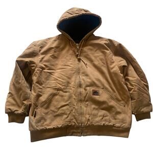 Old Mill Men XXL Canvas Work Jacket Menards Brown Hooded Distressed Grunge Work